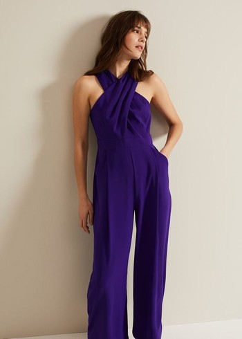 Phase Eight Giorgia Cross Neck Jumpsuit Purple Australia | YD9502483